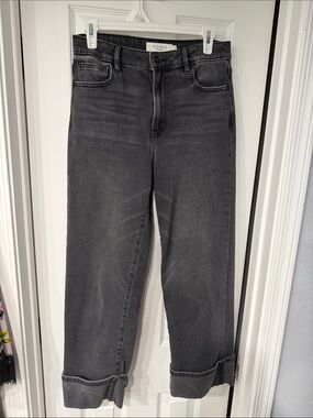 Women's Black/Gray Wash High-Rise Straight Jeans